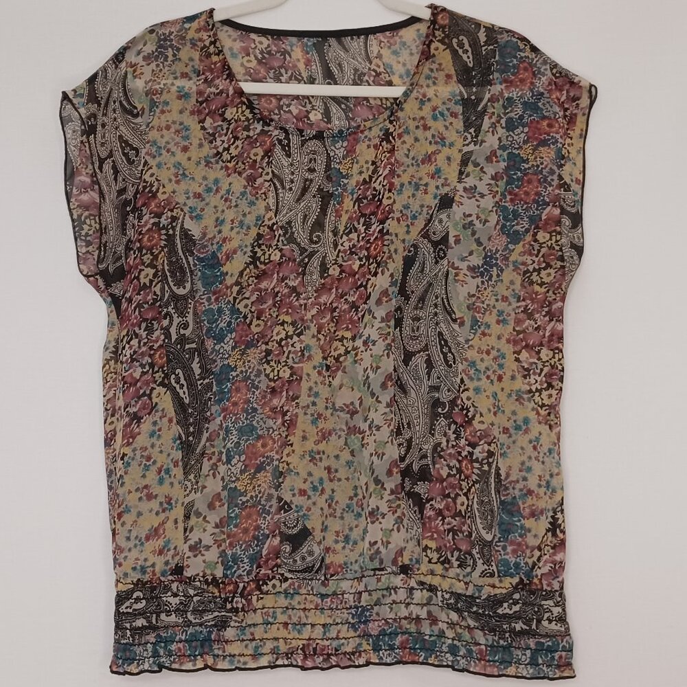 Sheer Top No name, care, or size tag. Boho Hippie Lightweight, paisley, floral